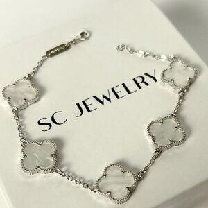 Clover Bracelet Mother of Pearl Silver Double Sided